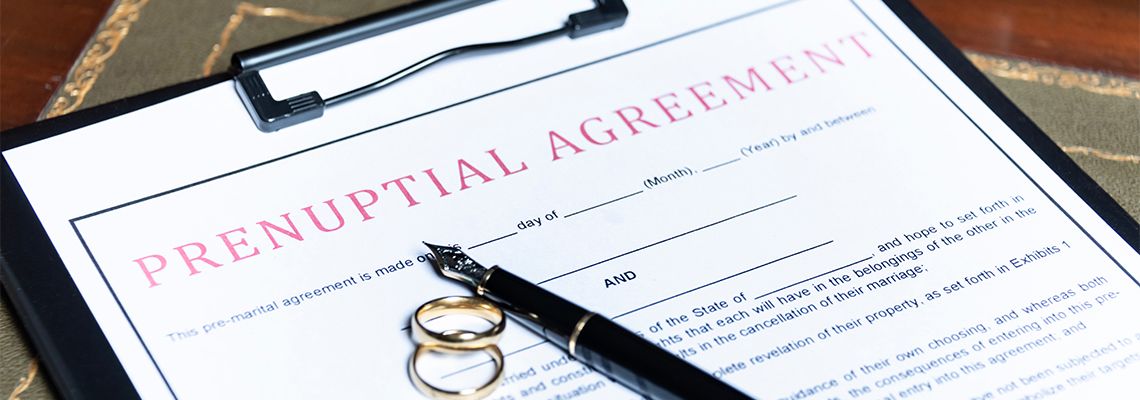 Prenuptial agreement form and wedding ring